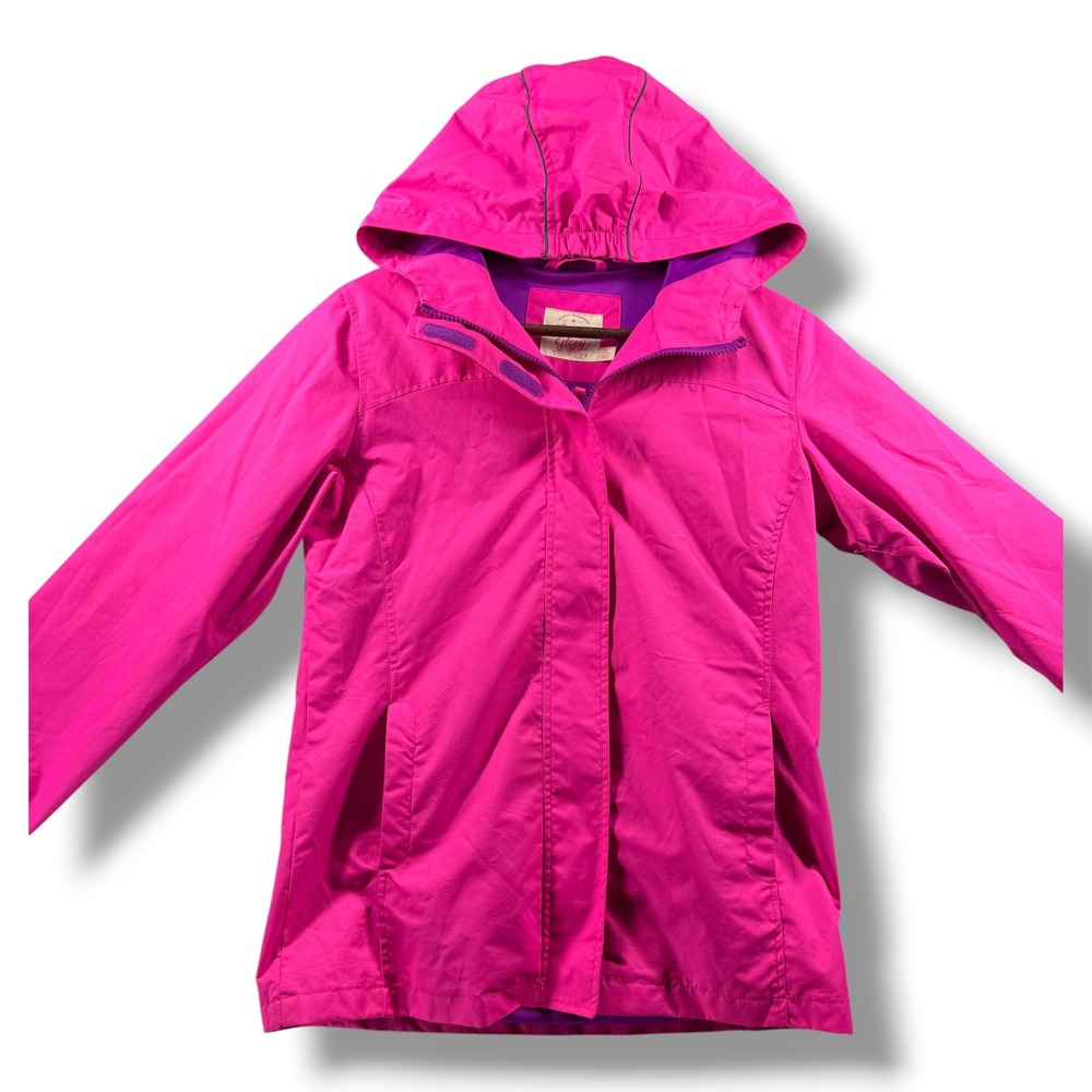 Faded Glory Womens Hot Pink Hooded Windbreaker Jacket XL 14-16 Full Zip